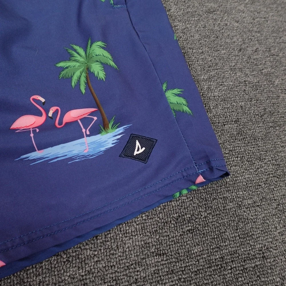 Sperry‎ Swim Shorts Mens Large Blue Flamingo Palm Tree Tropical Print Lined